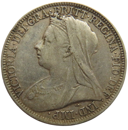 1900 Queen Victoria Silver Florin / Two Shillings Coin - Great Britain