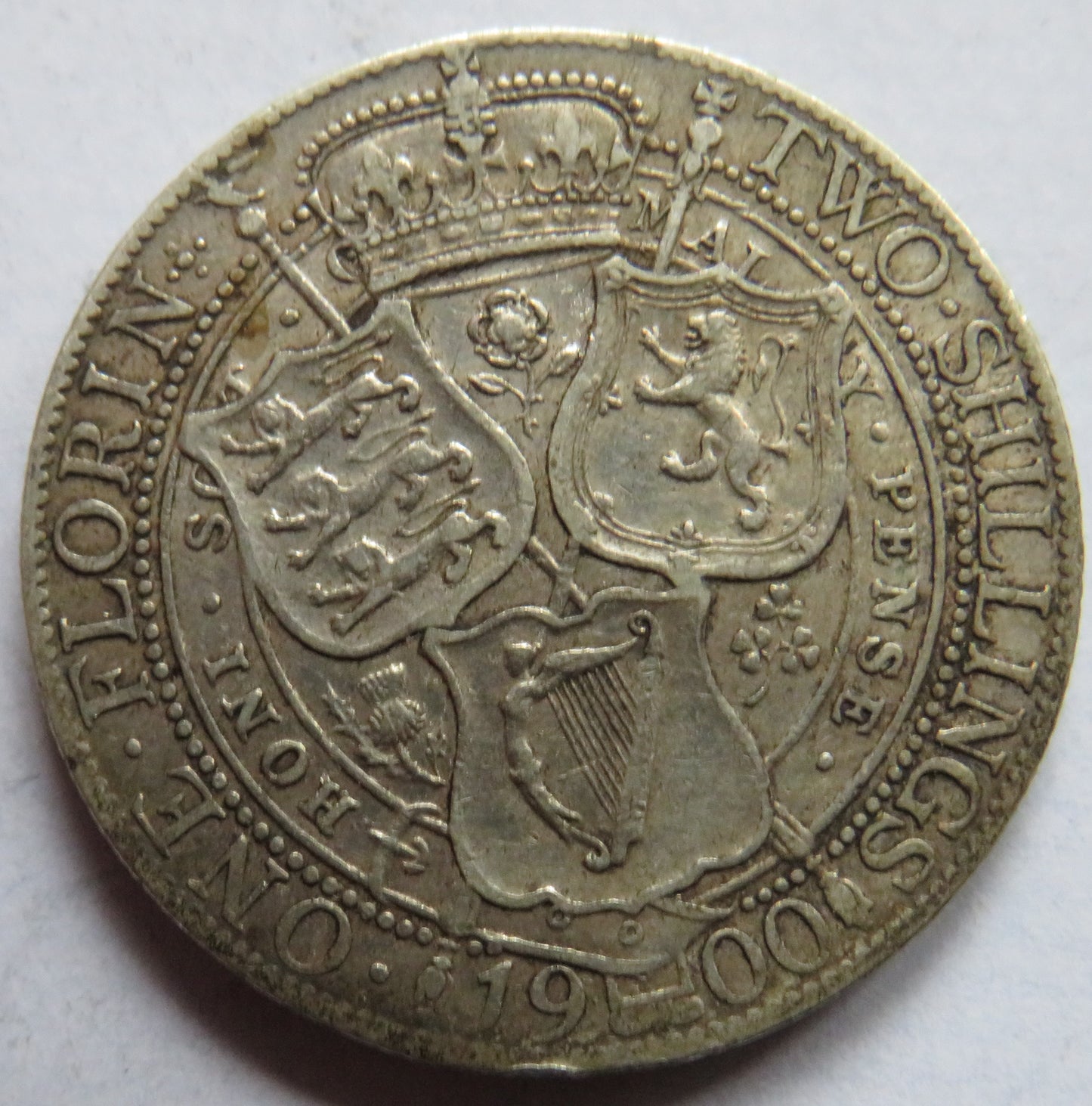 1900 Queen Victoria Silver Florin / Two Shillings Coin - Great Britain