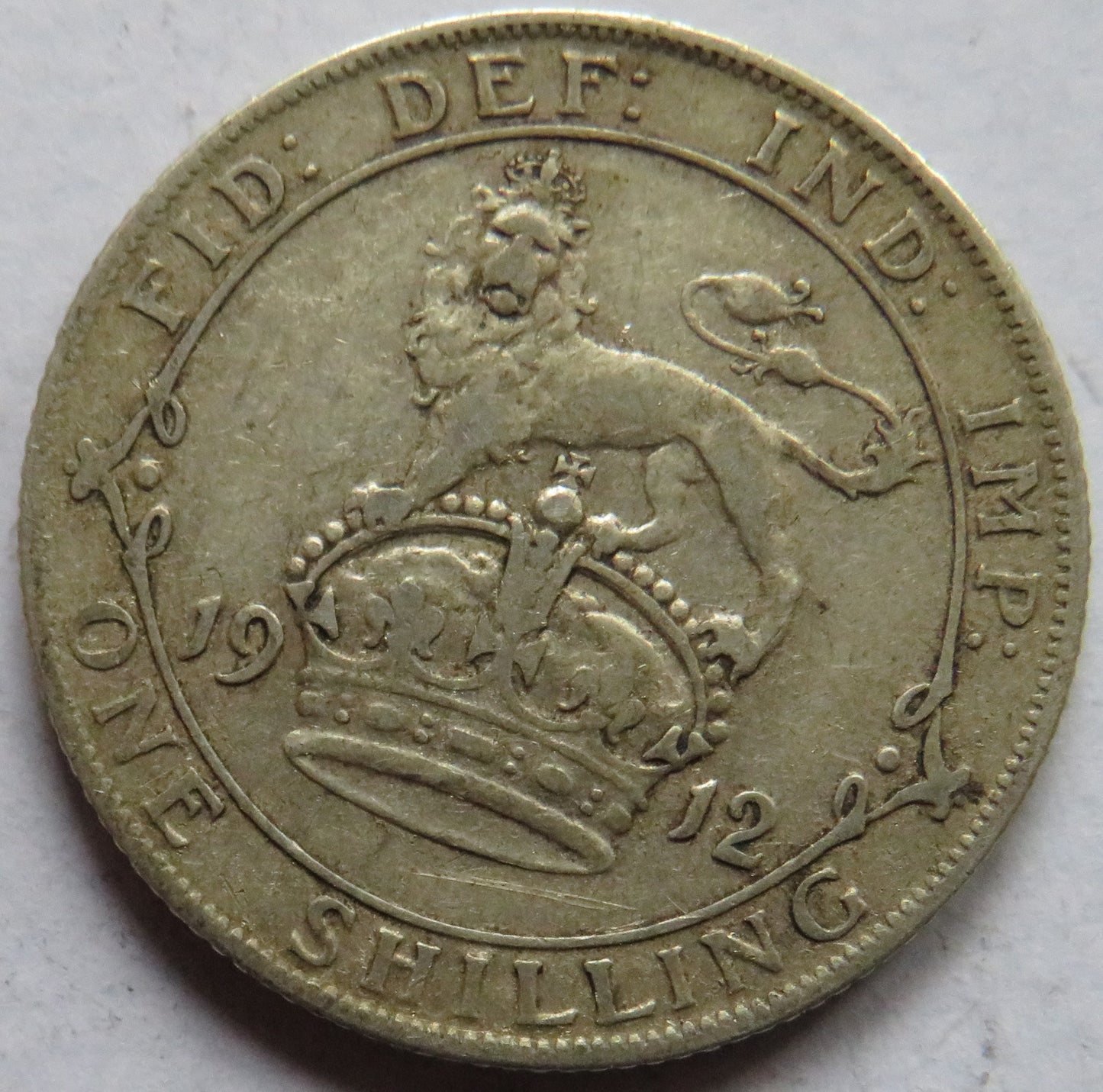 1912 King George V Silver One Shilling Coin - Great Britain