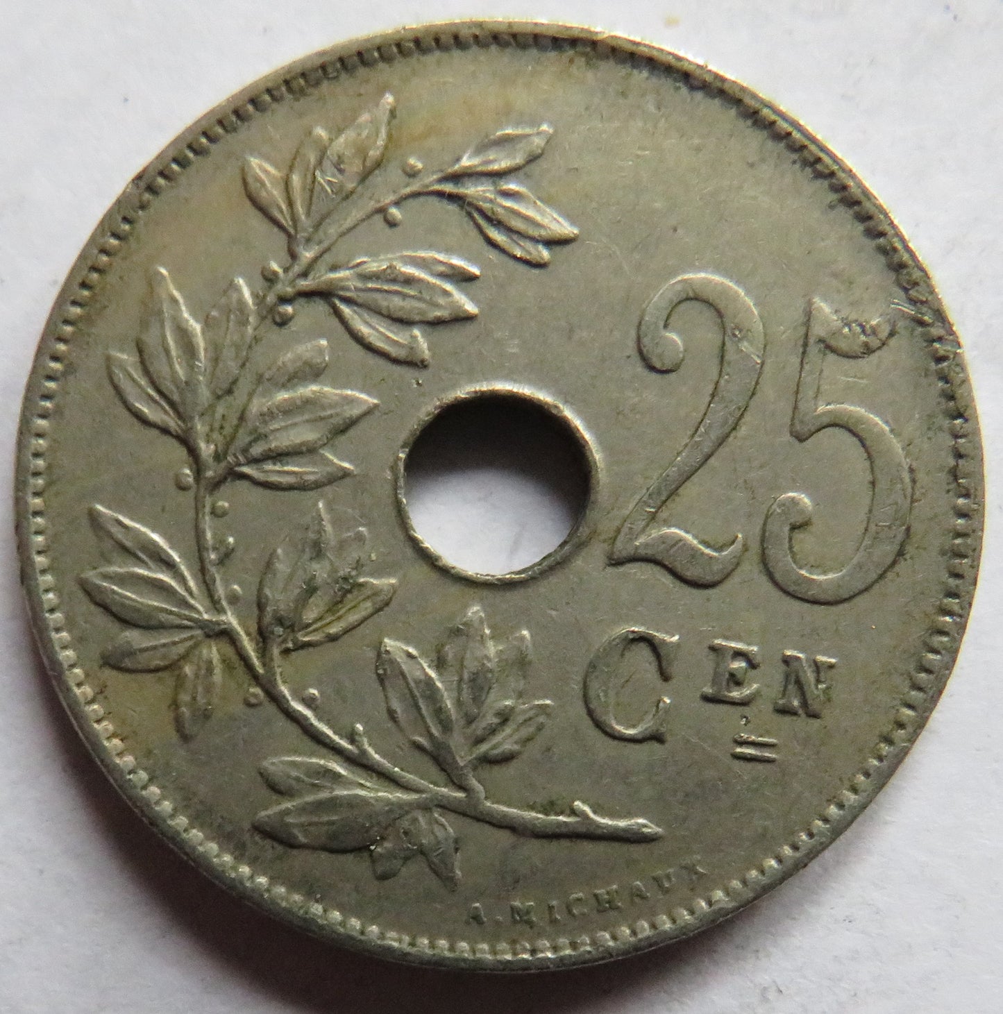 1928 Belgium 25 Centimes Coin