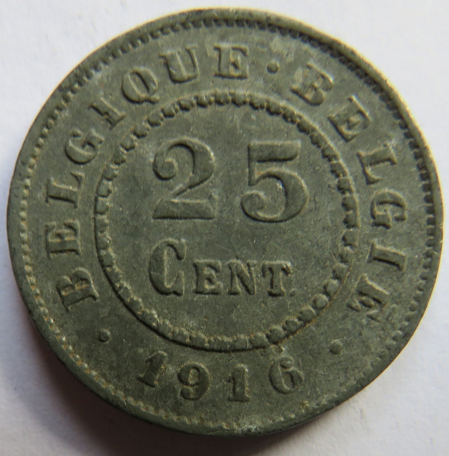 1916 Belgium 25 Centimes Coin