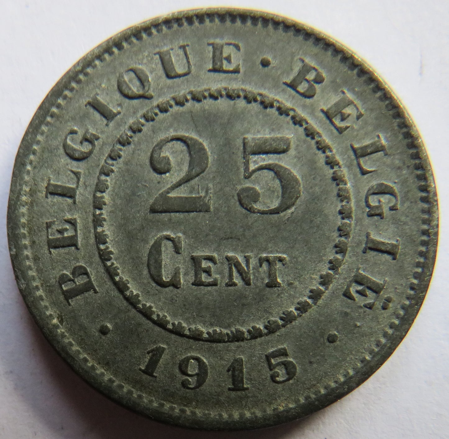 1915 Belgium 25 Centimes Coin