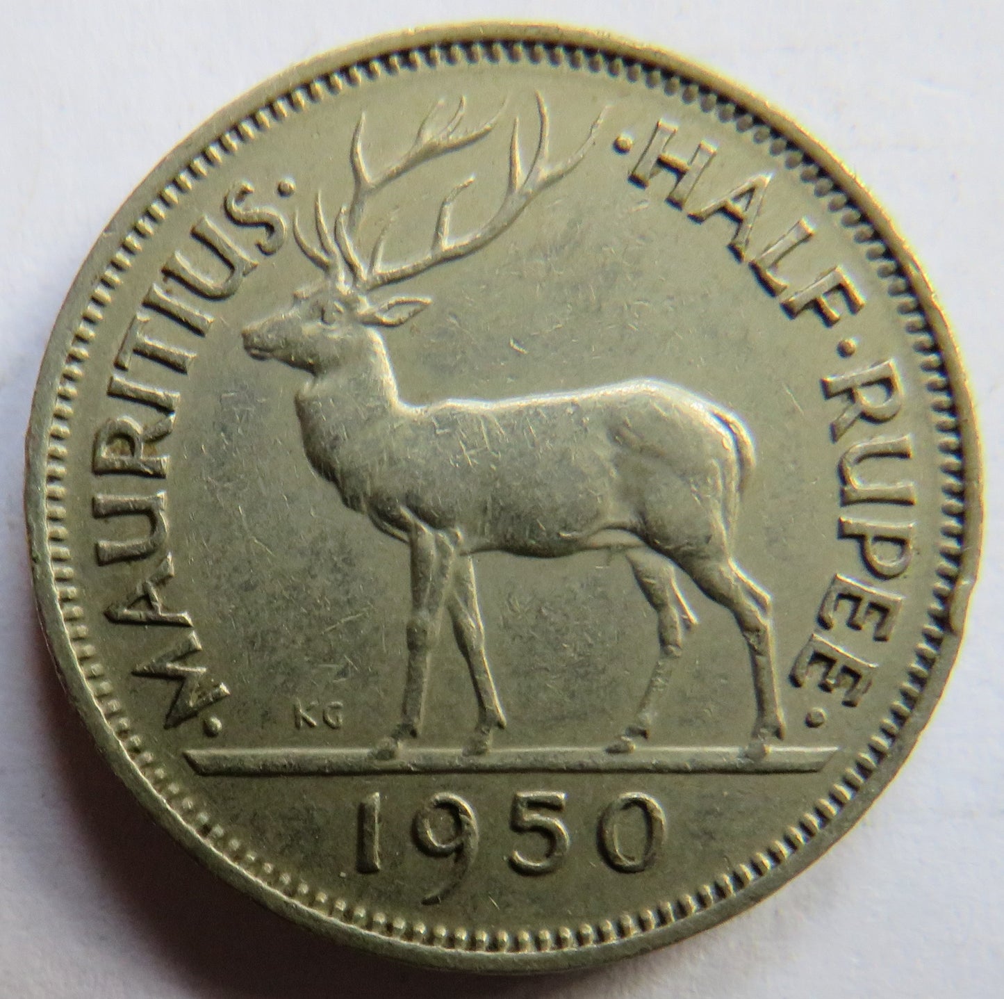 1950 King George VI Mauritius Half-Rupee Coin