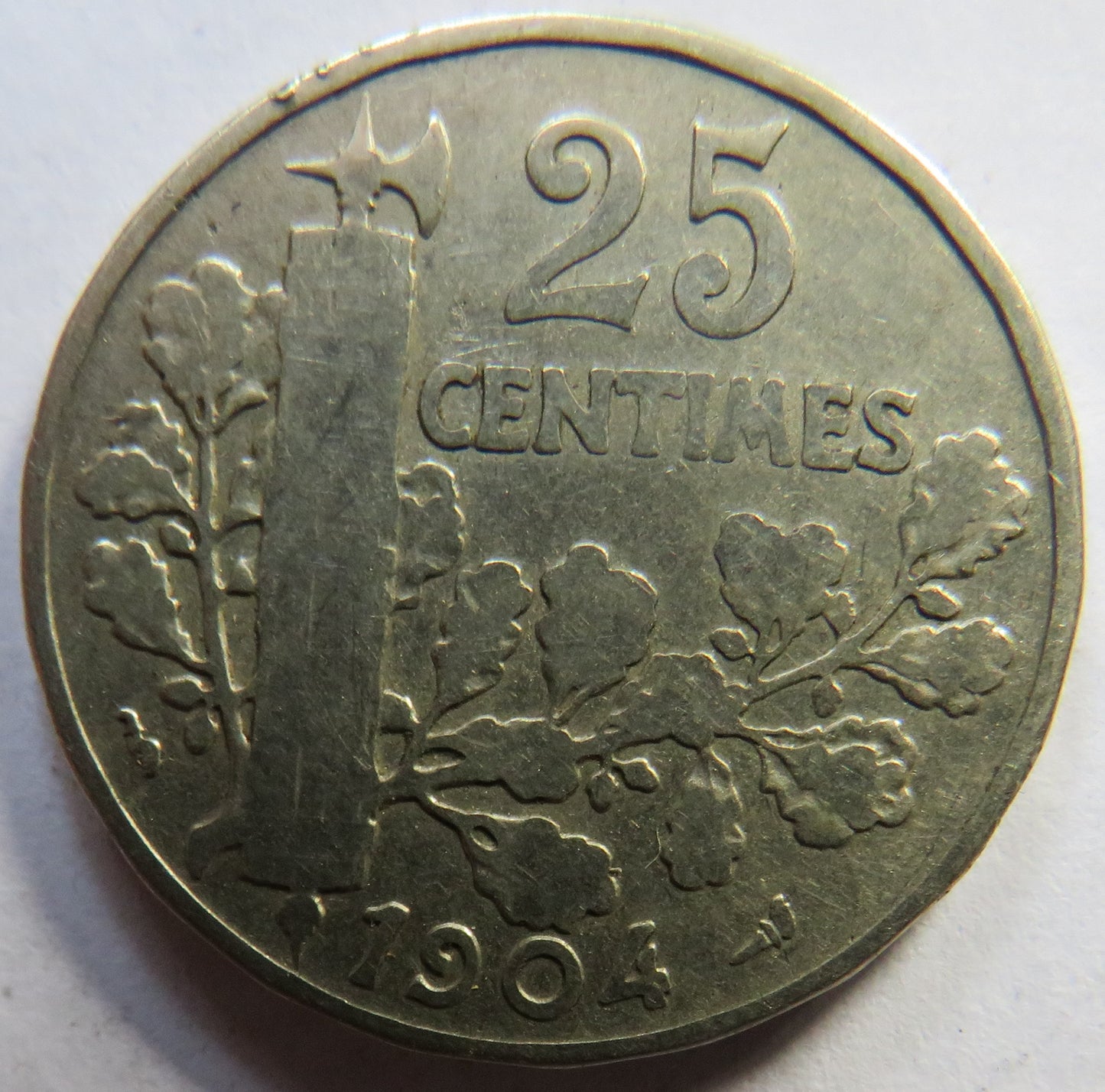 1904 France 25 Centimes Coin