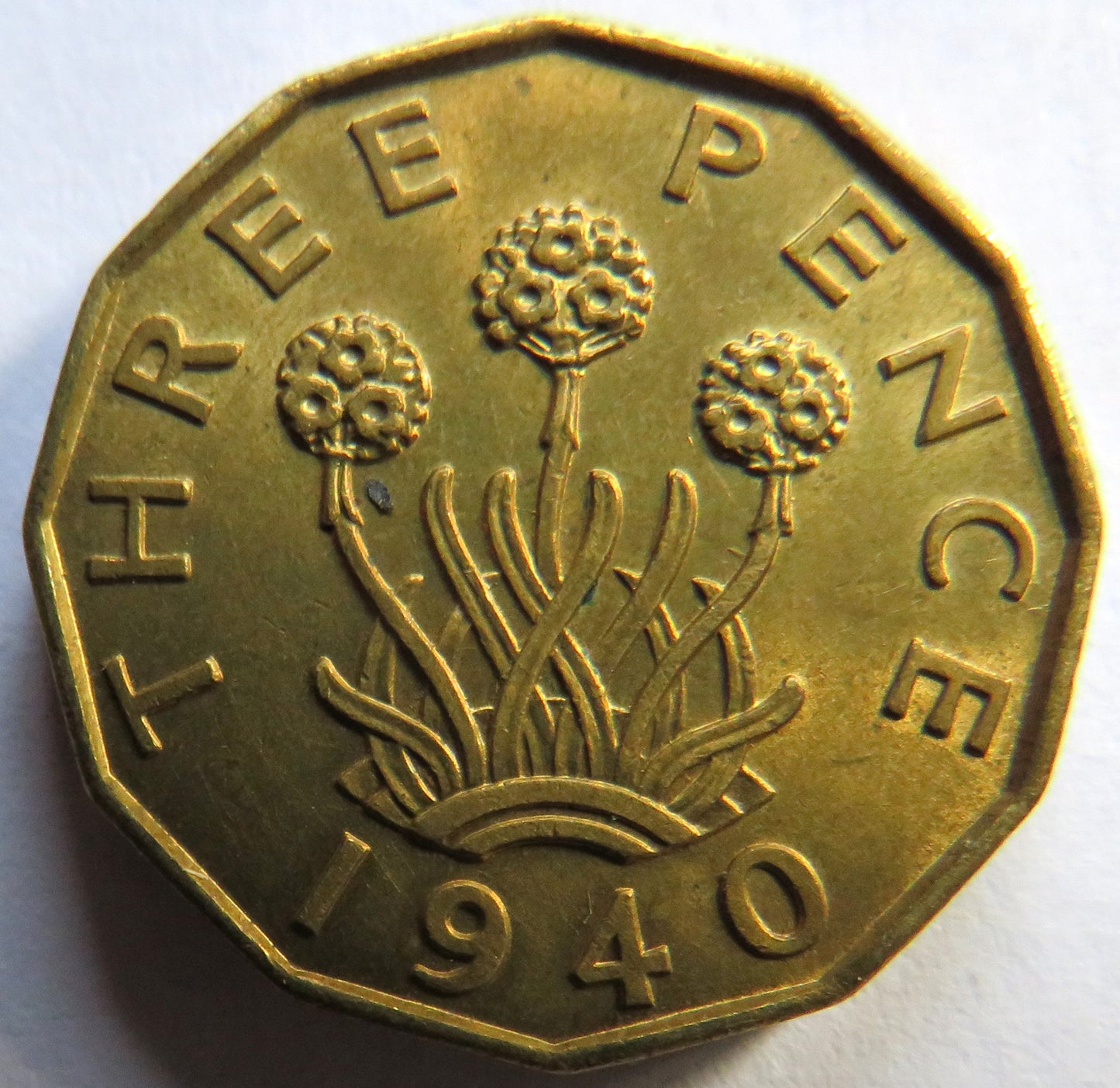 1940 King George VI Brass Threepence Coin In High Grade
