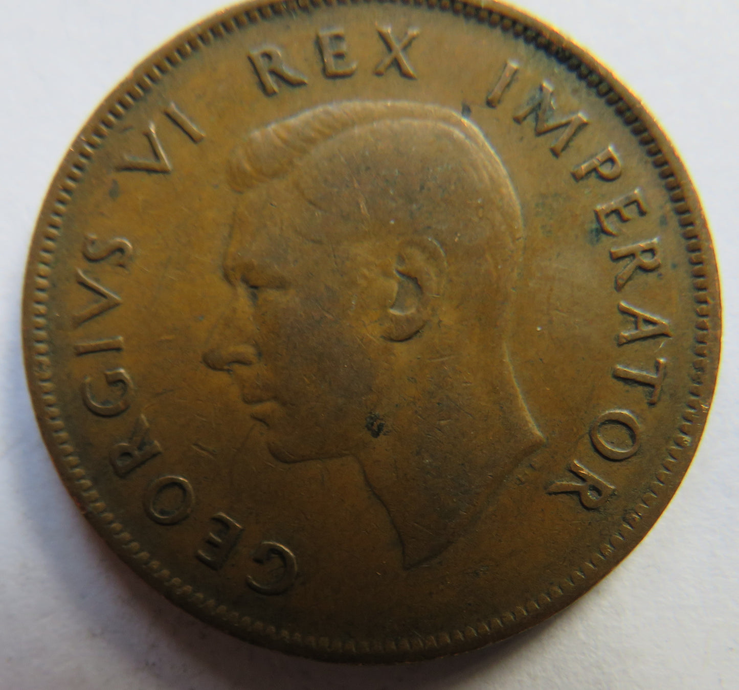 1942 King George VI South Africa One Penny Coin