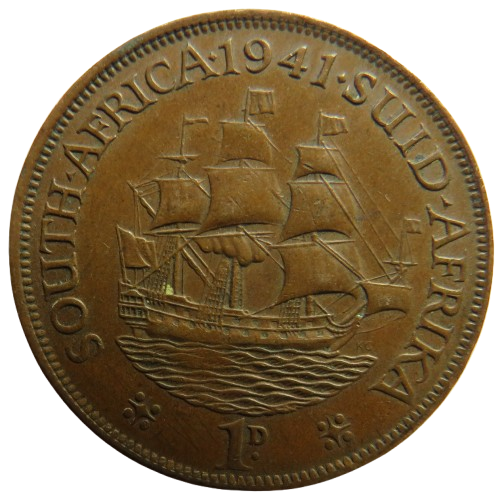 1941 King George VI South Africa One Penny Coin