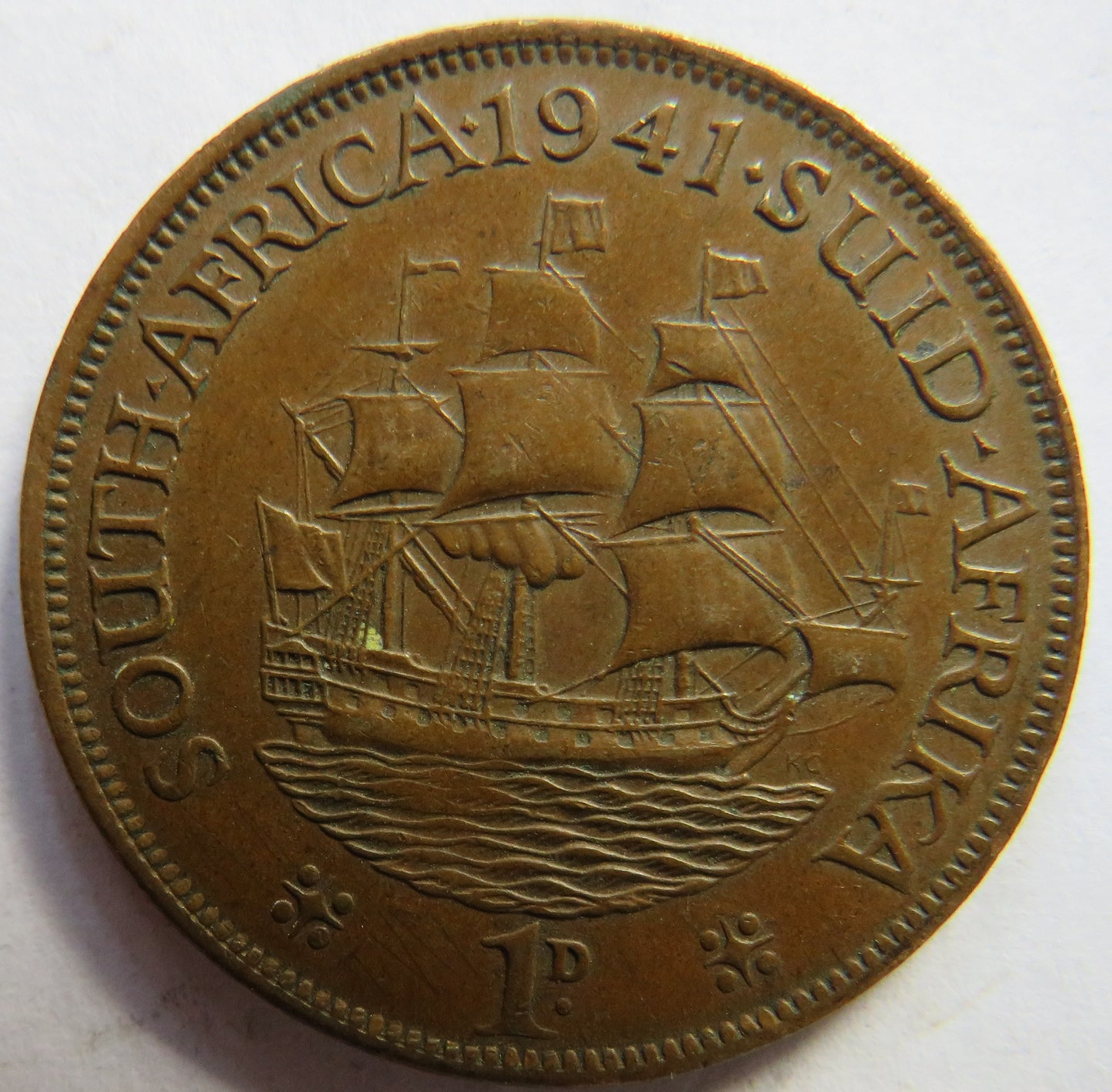 1941 King George VI South Africa One Penny Coin
