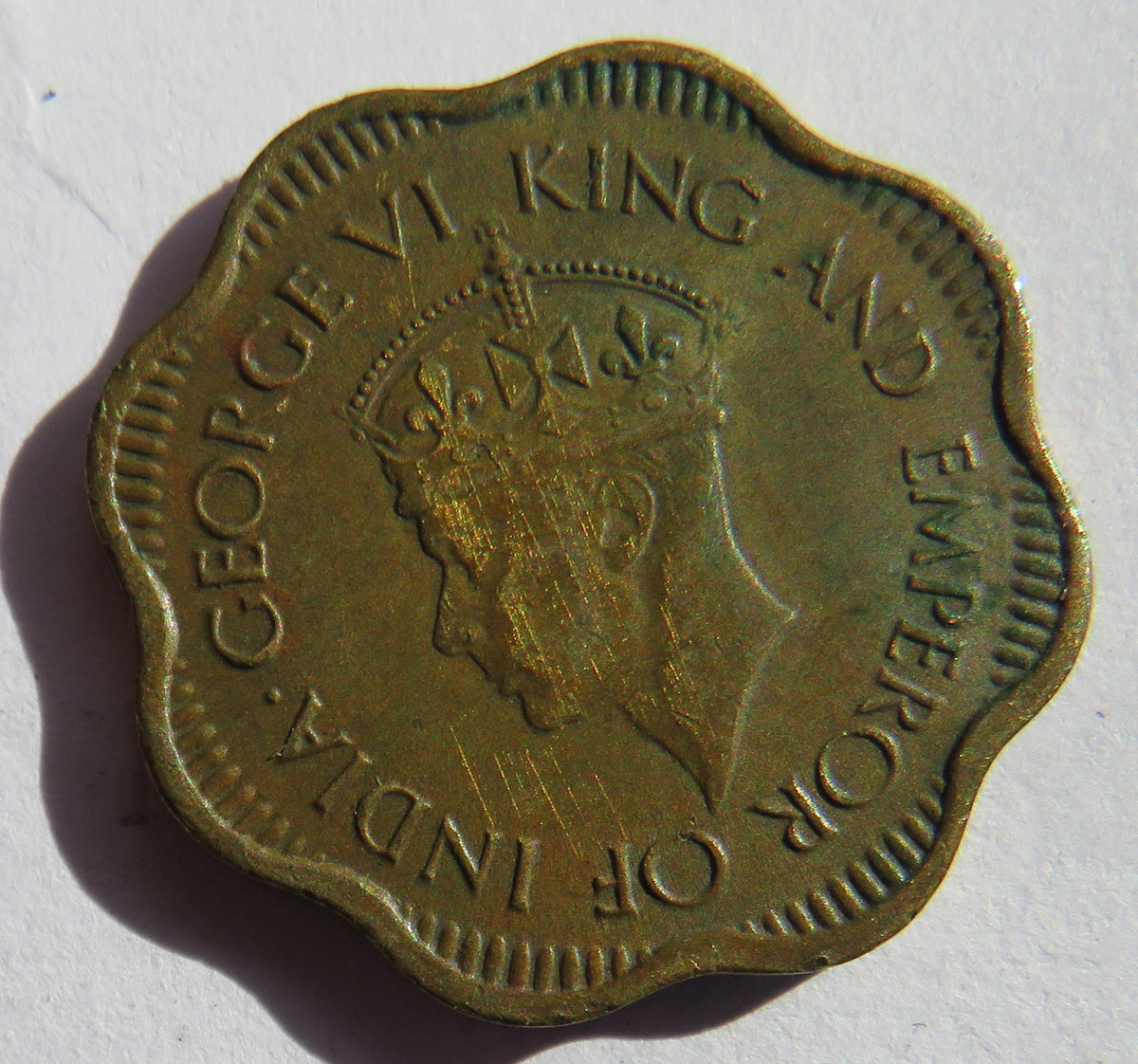 1944 King George VI Ceylon 10 Cents Coin