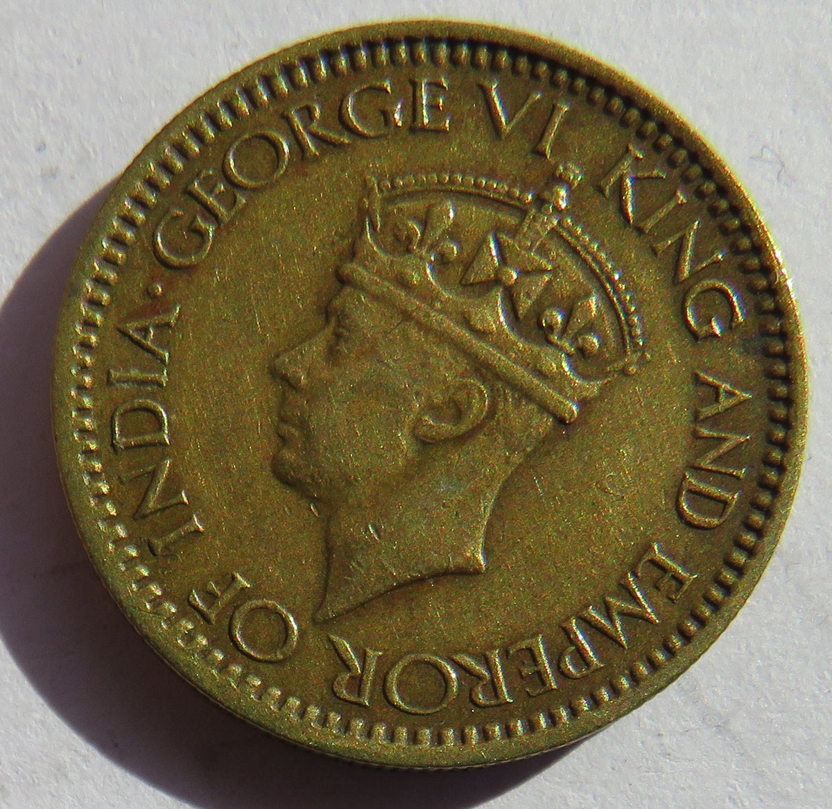 1943 King George VI Ceylon 25 Cents Coin