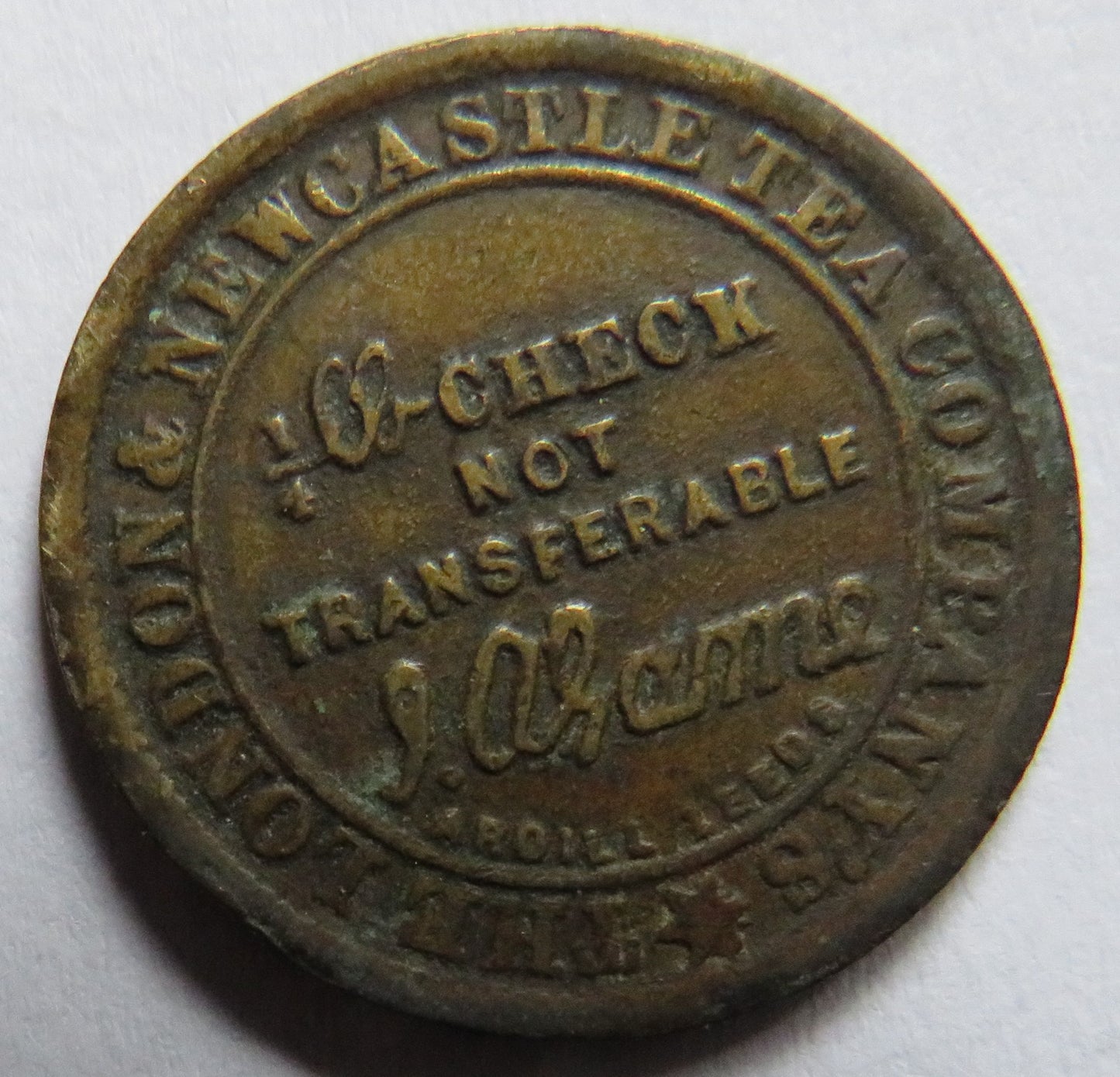 1876 The London & Newcastle Tea Company Falkirk Token