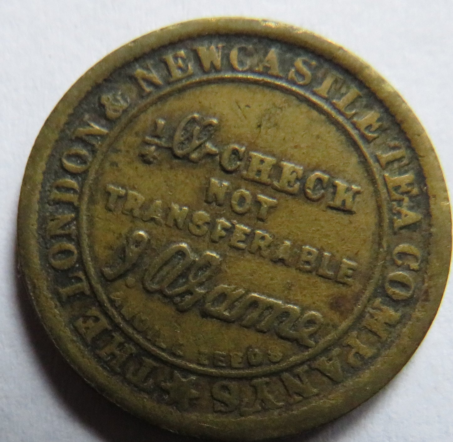 1876 The London & Newcastle Tea Company Falkirk Token