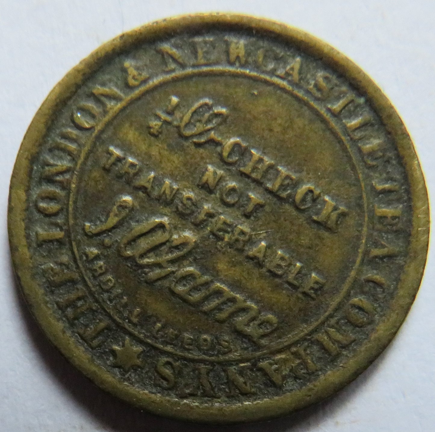 1879 The London & Newcastle Tea Company Forfar Token