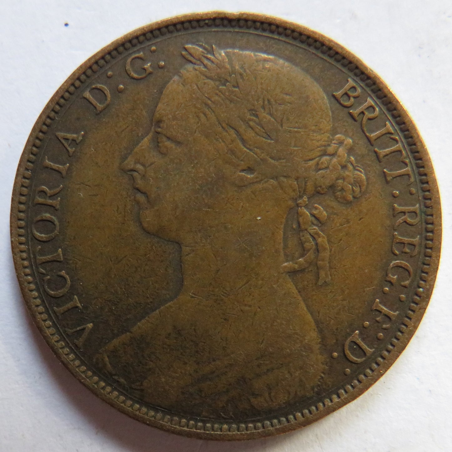 1887 Queen Victoria Bun Head One Penny Coin - Great Britain
