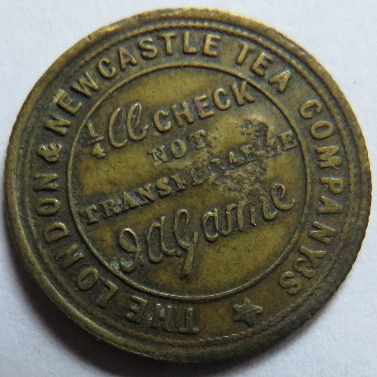 1876 The London & Newcastle Tea Company Edinburgh Token F Stamp