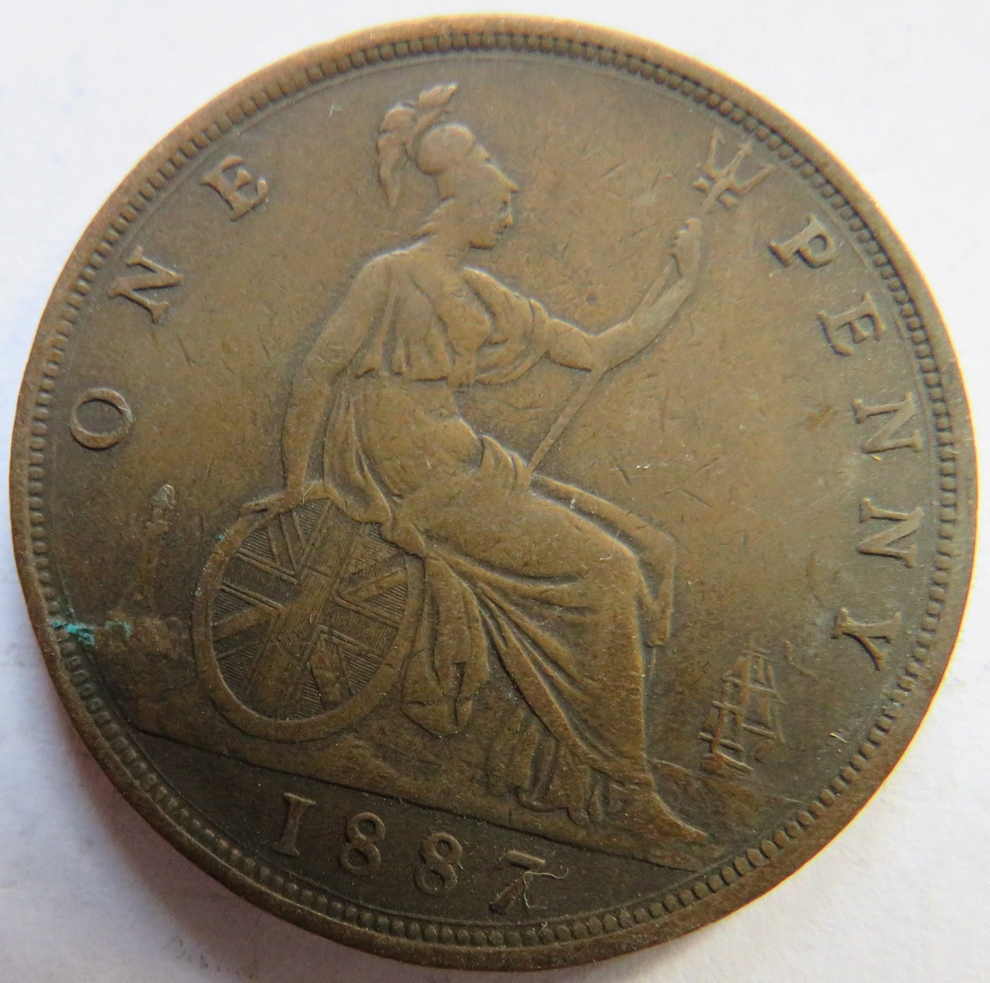 1887 Queen Victoria Bun Head One Penny Coin - Great Britain