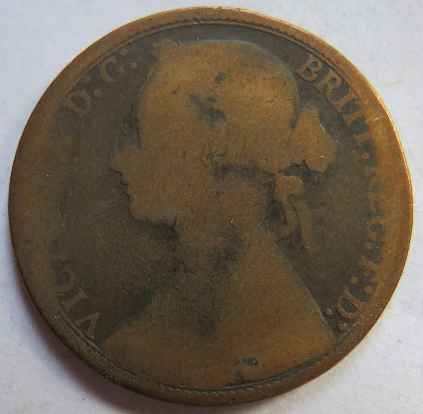 1878 Queen Victoria Bun Head One Penny Coin - Great Britain