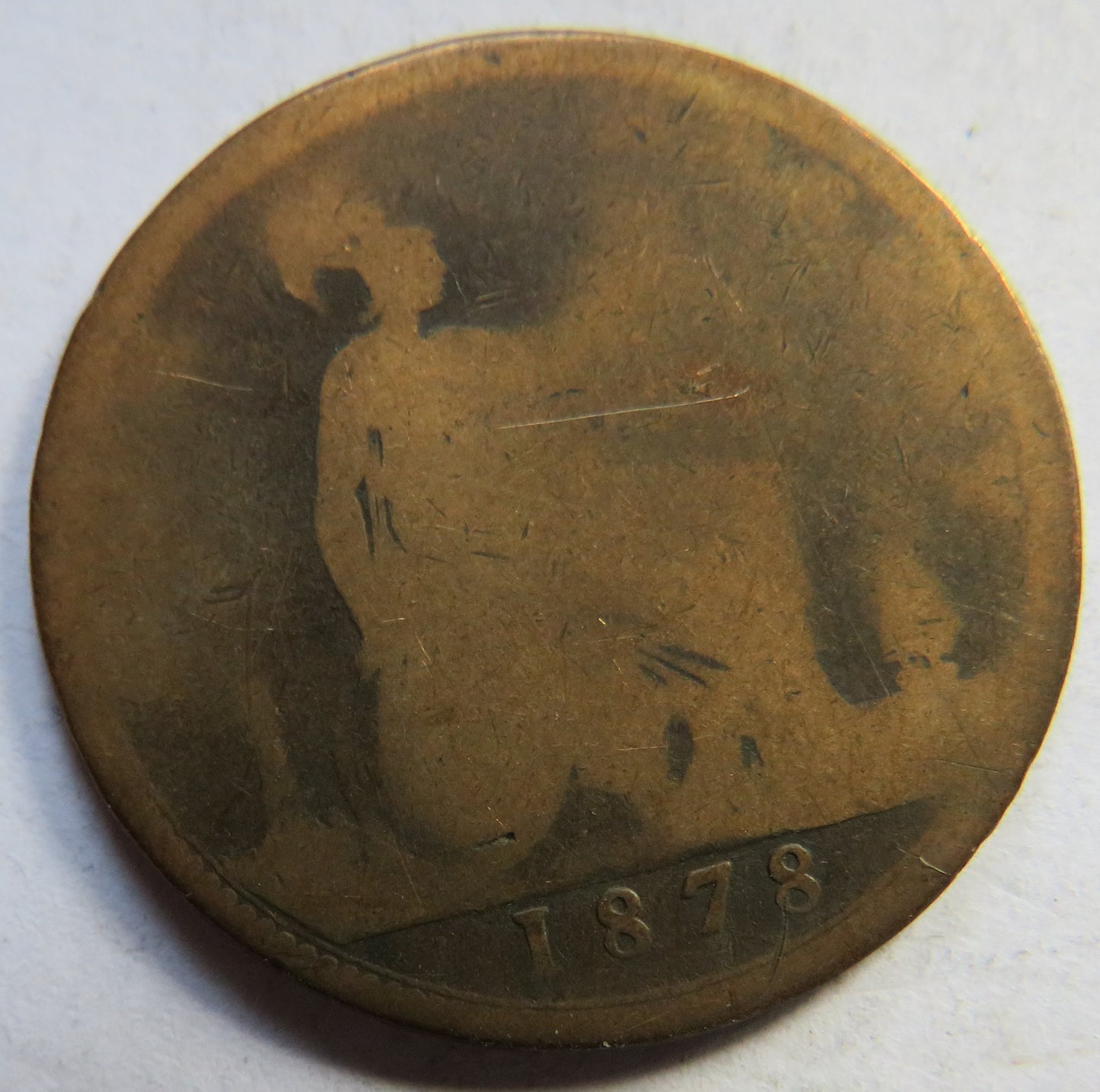 1878 Queen Victoria Bun Head One Penny Coin - Great Britain