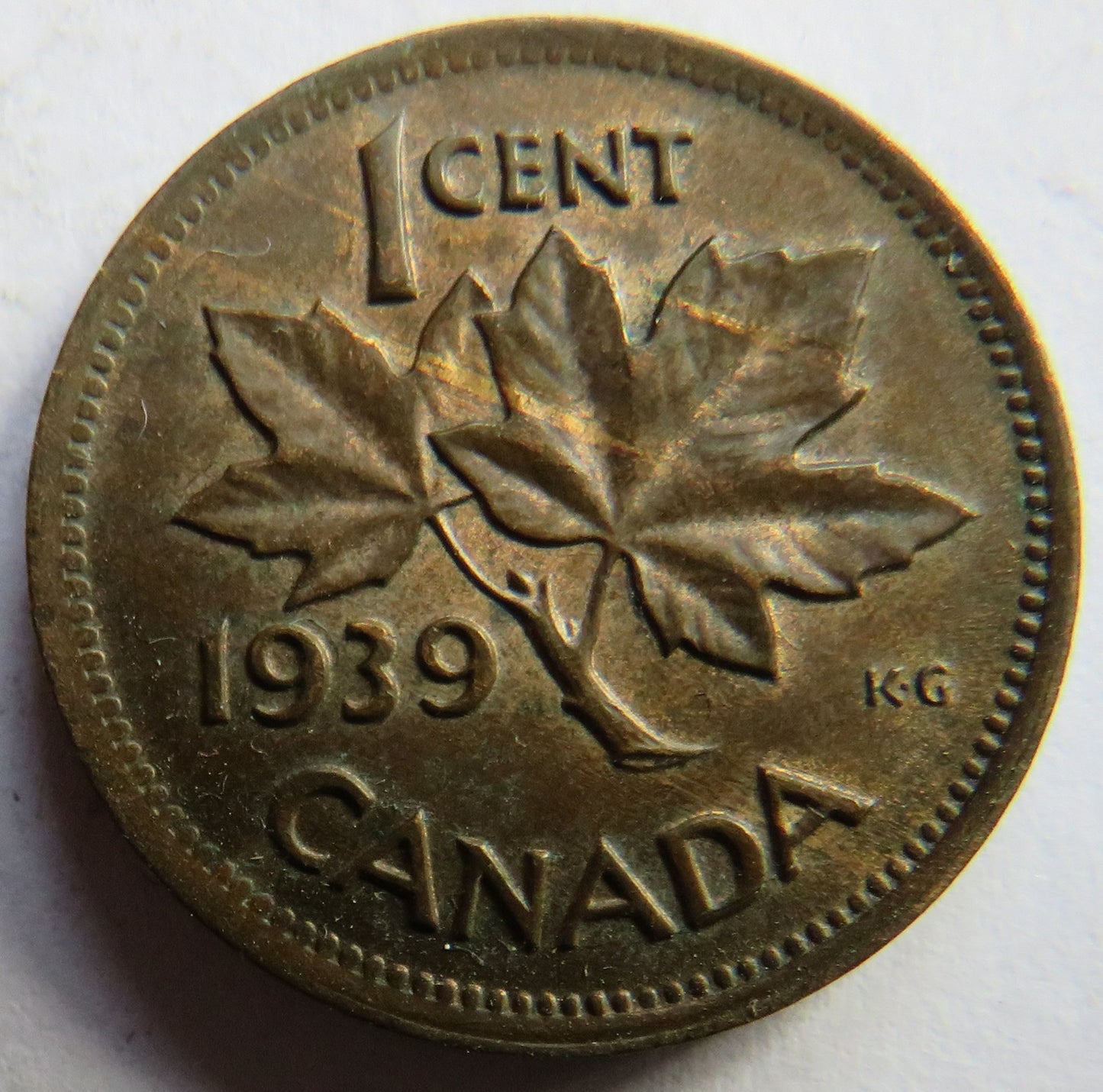 1939 King George VI Canada One Cent Coin