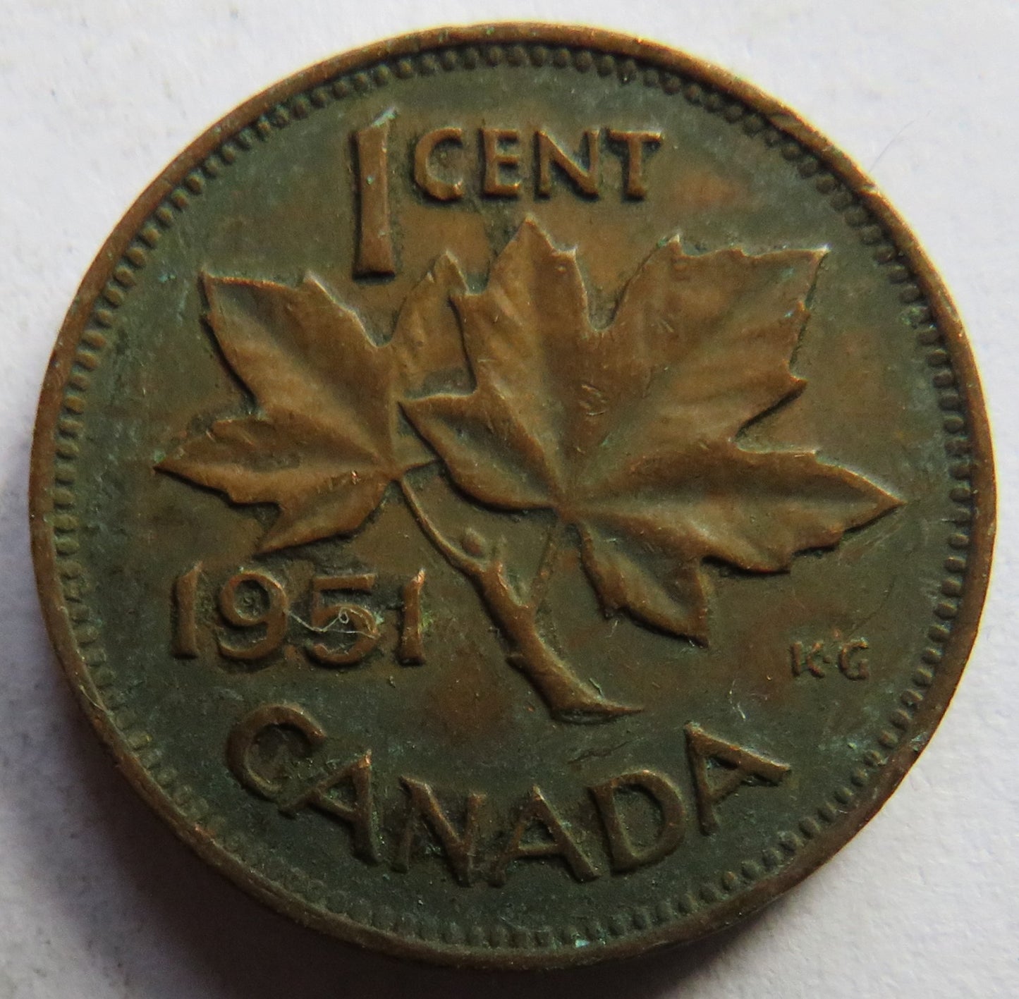 1951 King George VI Canada One Cent Coin