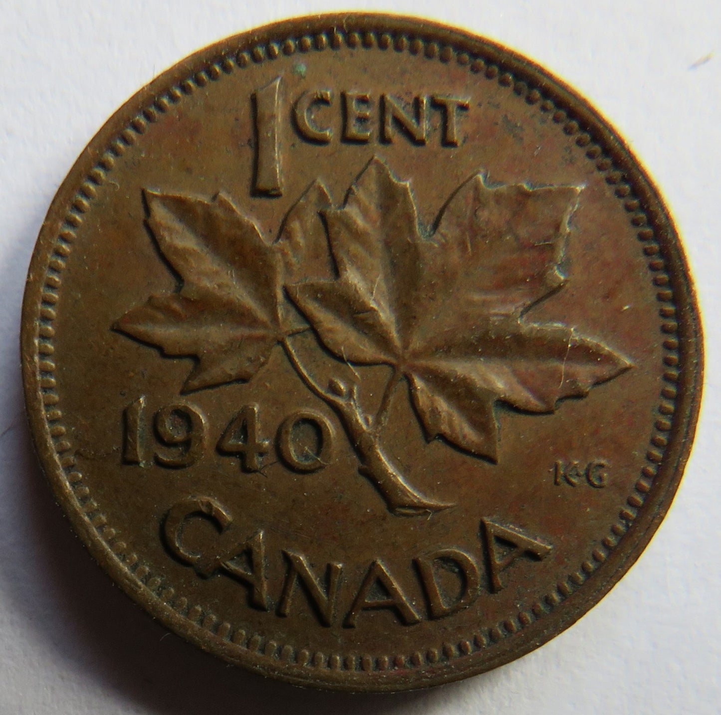 1940 King George VI Canada One Cent Coin