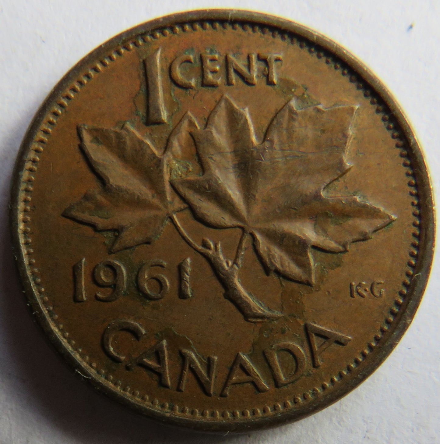 1961 Queen Elizabeth II Canada One Cent Coin
