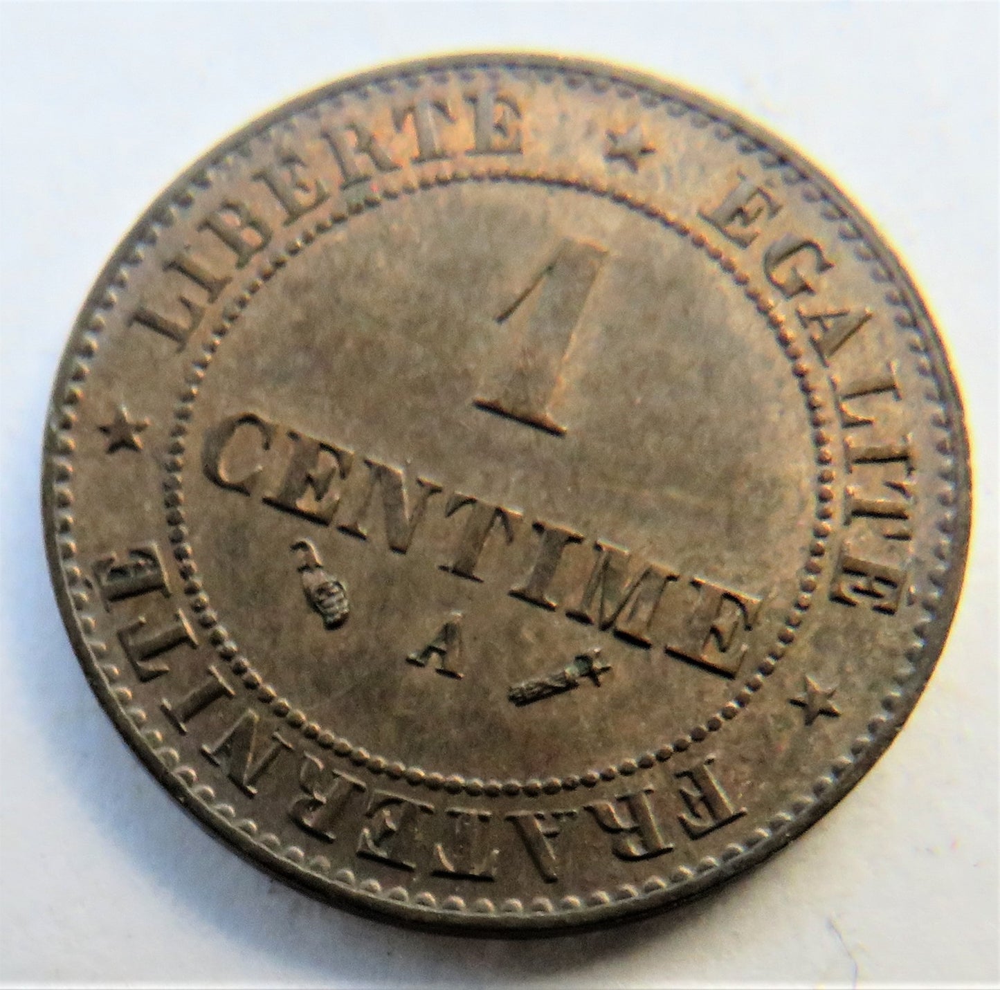 1882-A France One Centime Coin In High Grade