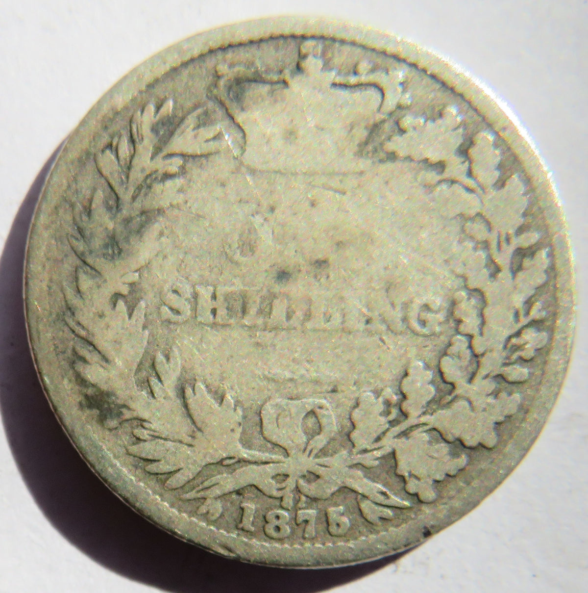 1875 Queen Victoria Young Head Silver Shilling Coin - Great Britain