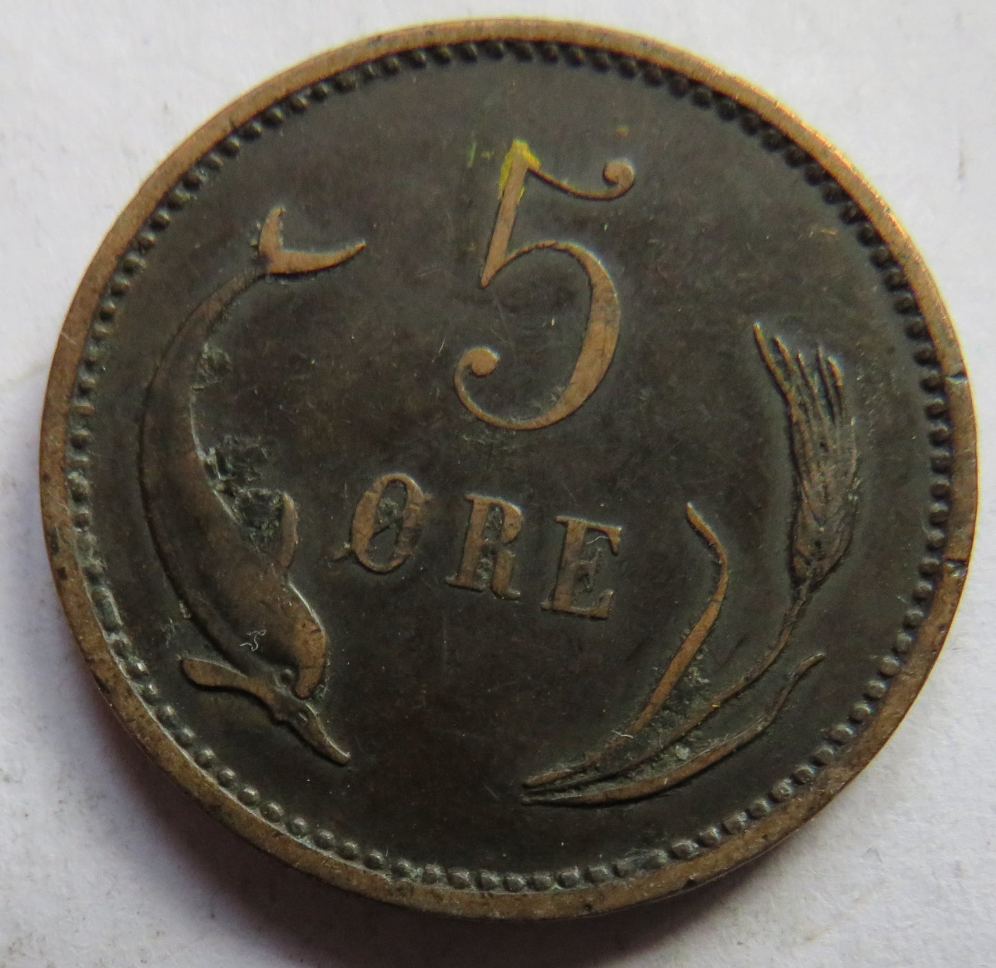 1898 Denmark 5 Ore Coin