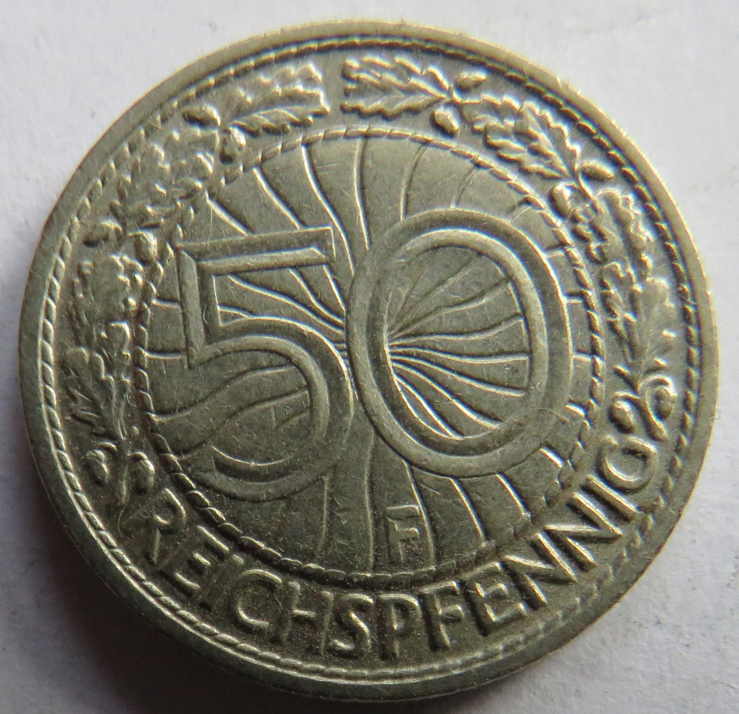 1928-F Germany - Weimar Republic 50 Reichspfennig Coin