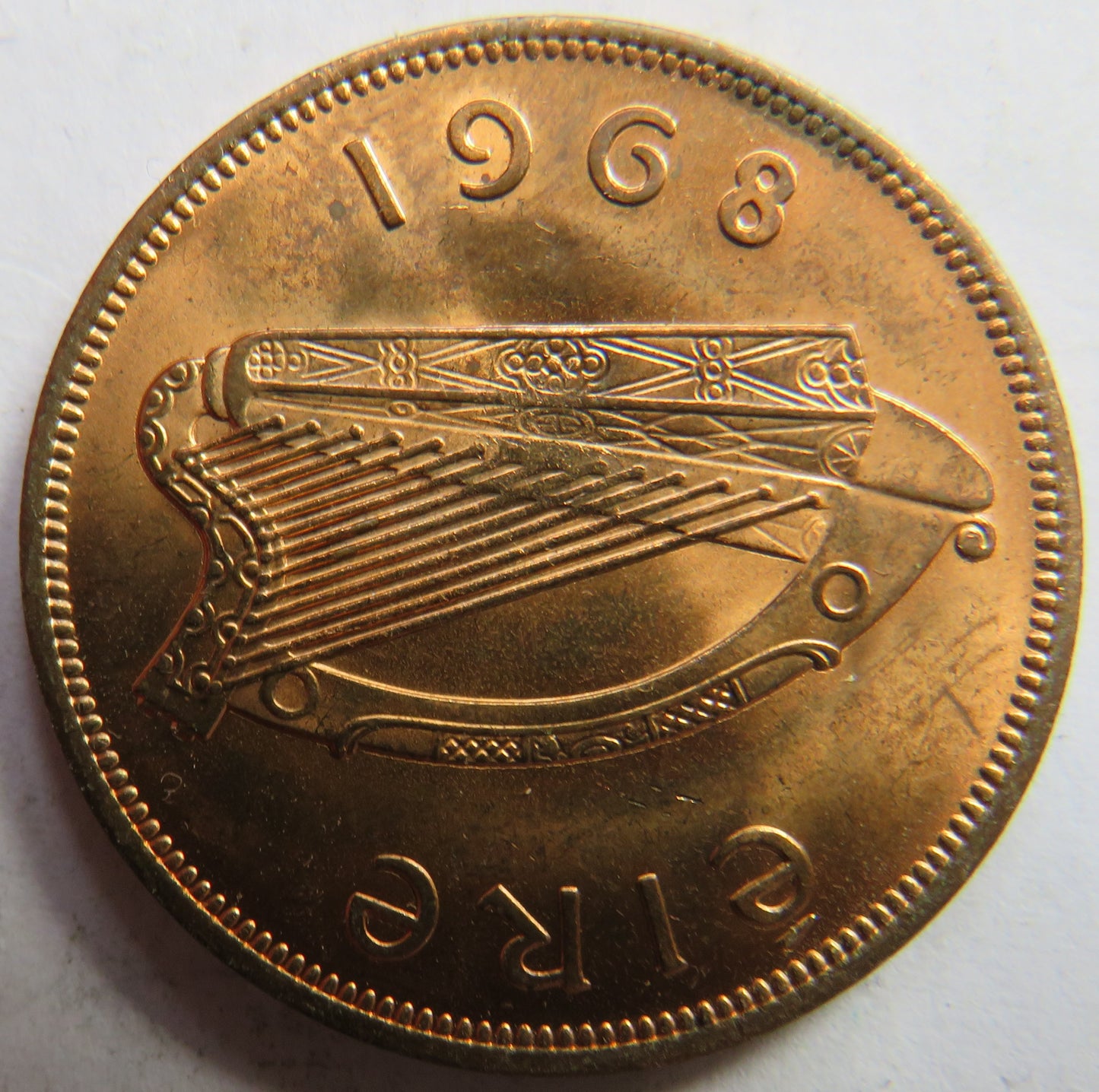 1968 Ireland One Penny Coin In High Grade