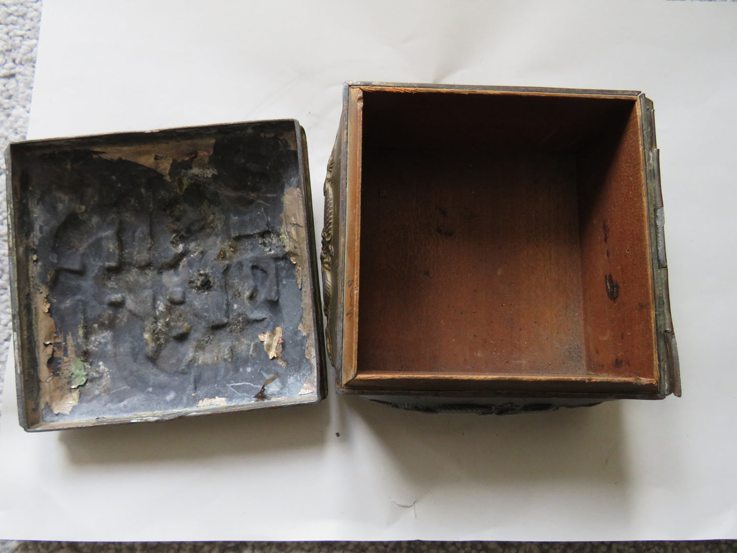 Antique Japanese Metal Box With Dragon Design