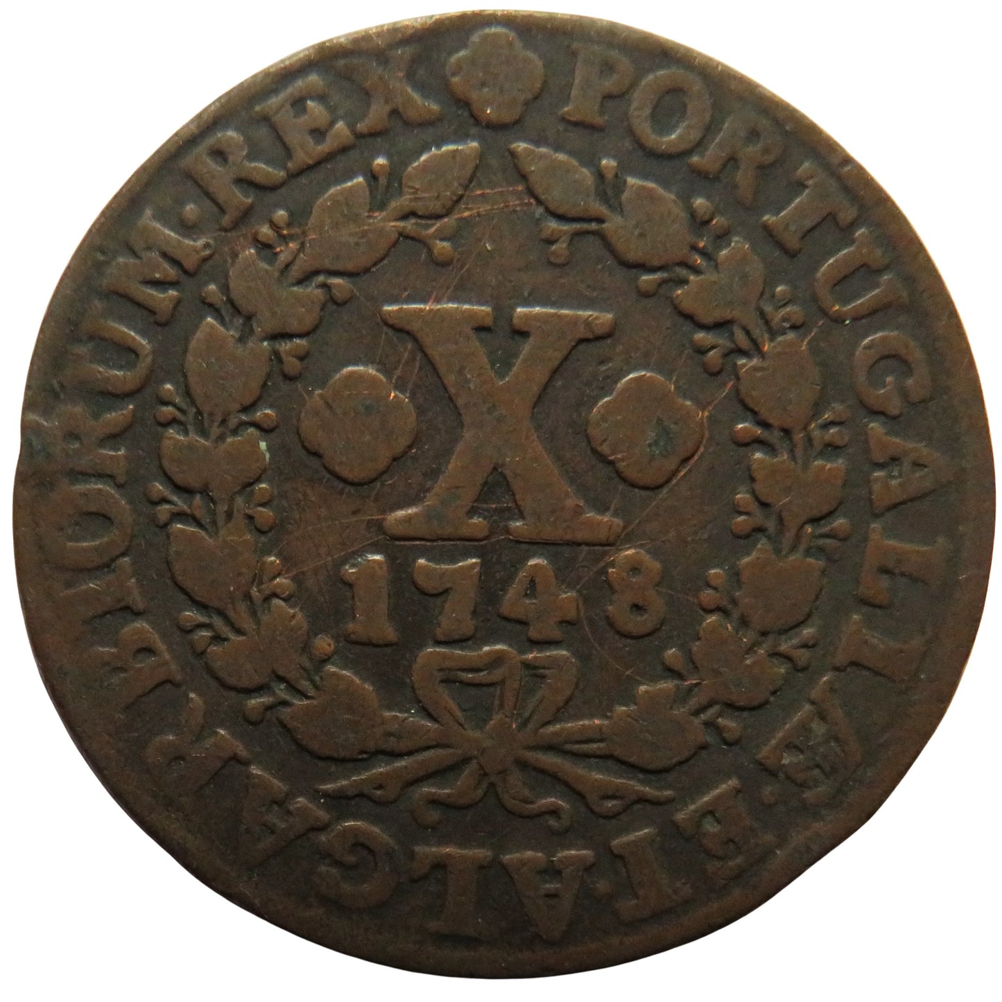 1748 Portugal 10 Reis Coin