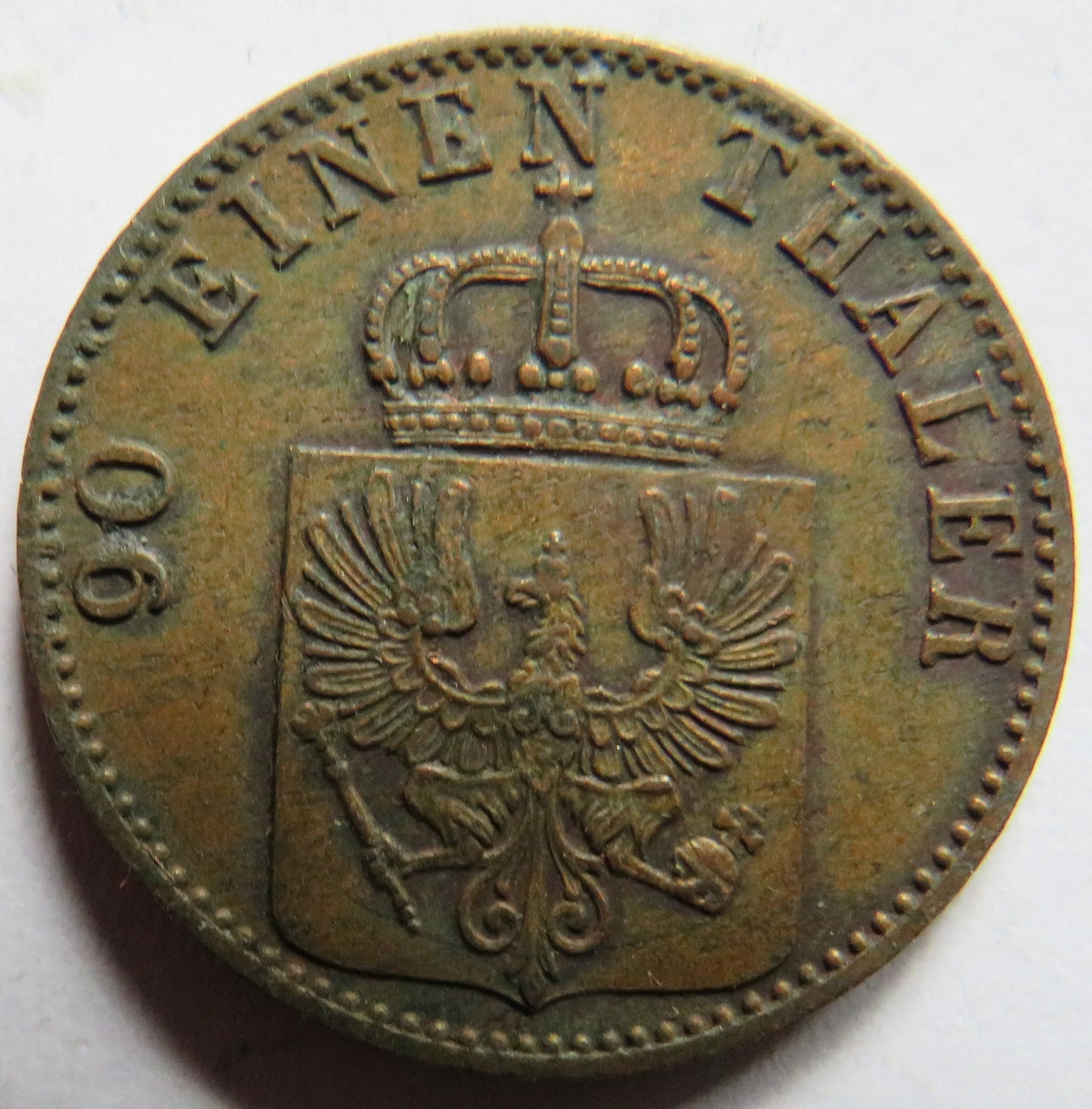 1865 German States Prussia 4 Pfennig Coin