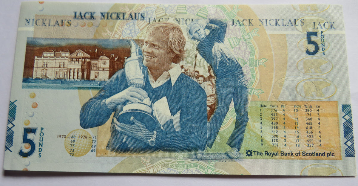 2005 The Royal Bank of Scotland £5 Five Pound Banknote Jack Nichlaus