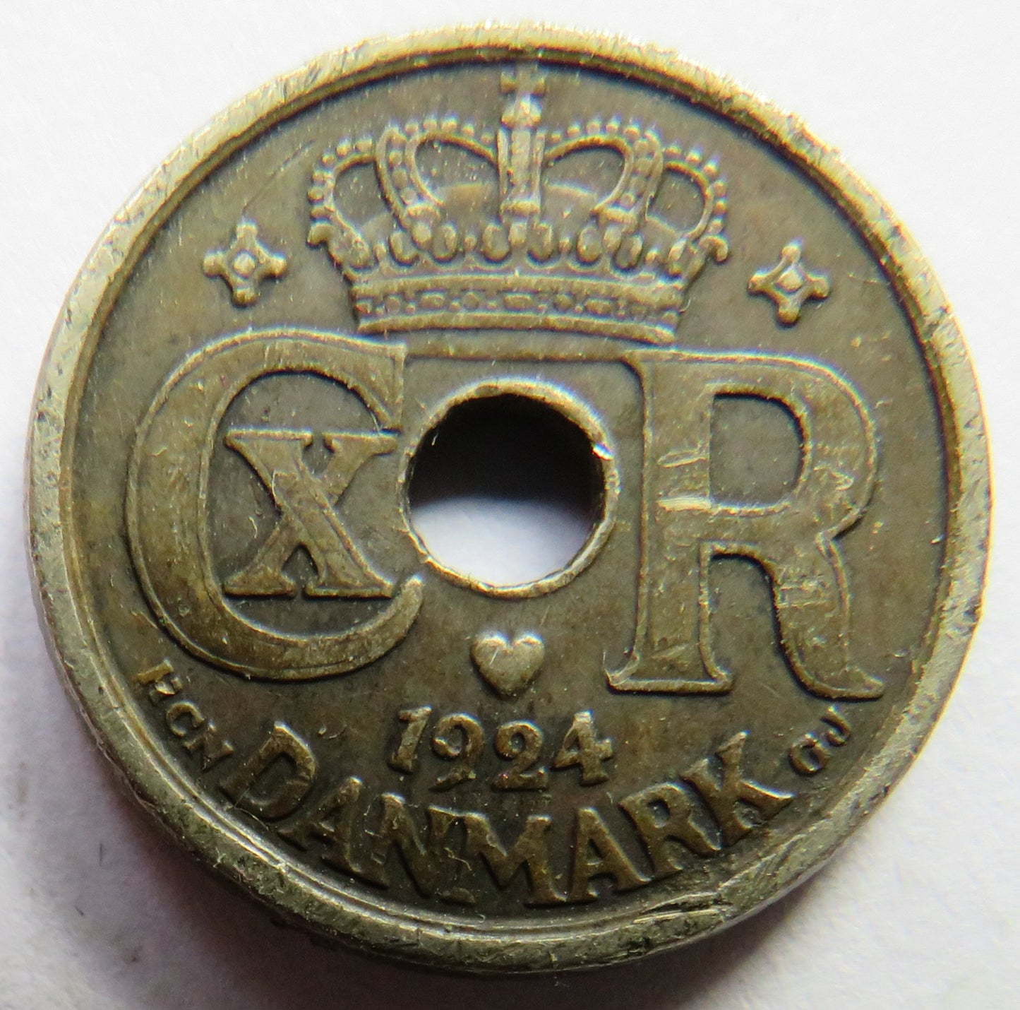 1924 Denmark 10 Ore Coin
