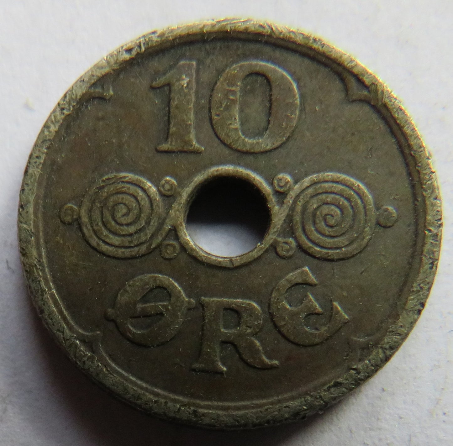 1924 Denmark 10 Ore Coin