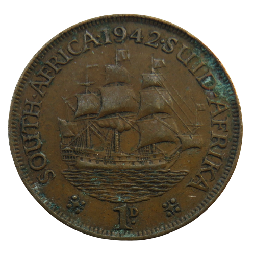 1942 King George VI South Africa One Penny Coin