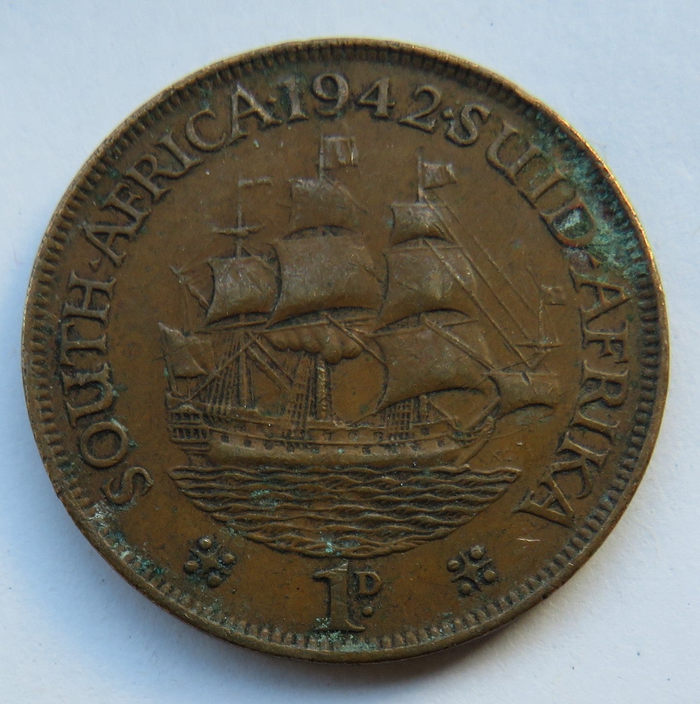 1942 King George VI South Africa One Penny Coin