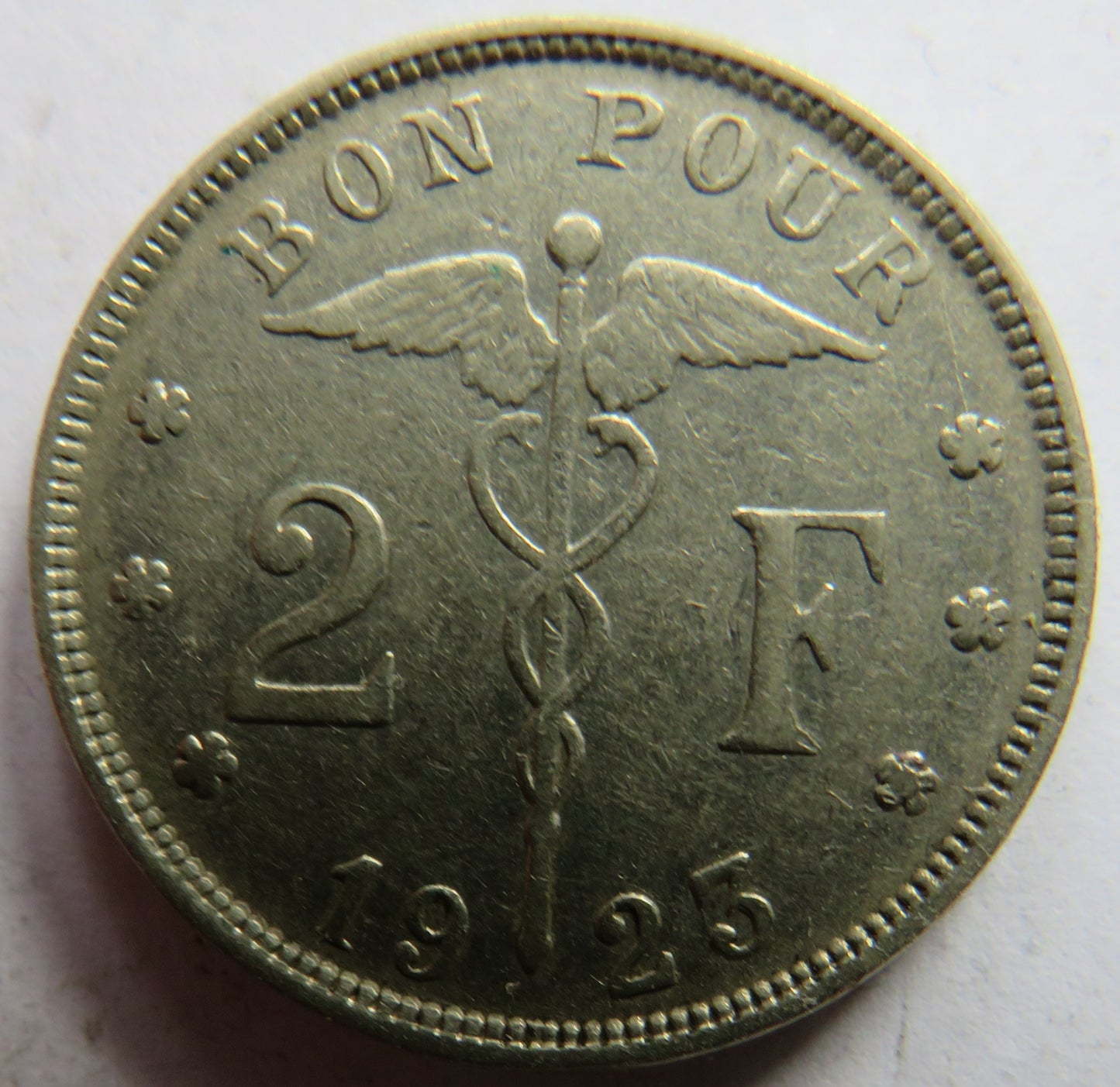 1923 Belgium 2 Francs Coin
