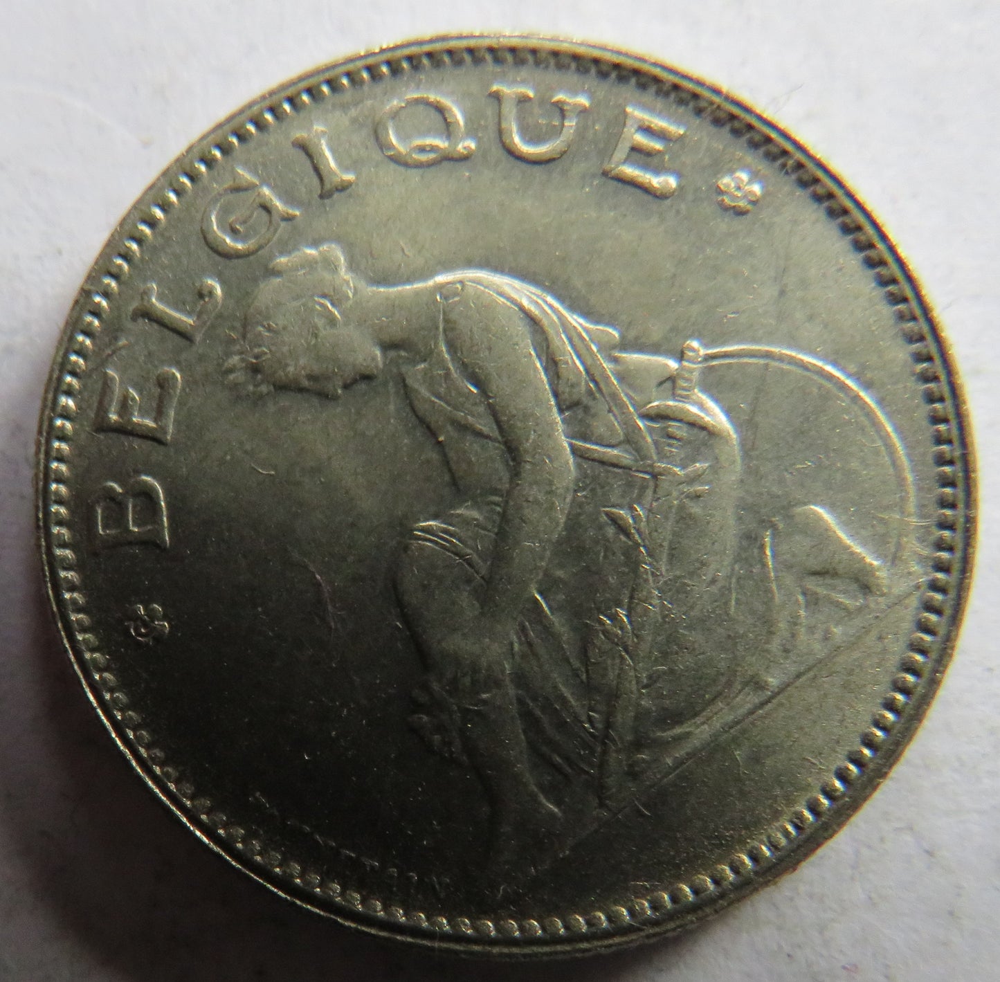 1922 Belgium One Franc Coin In Higher Grade