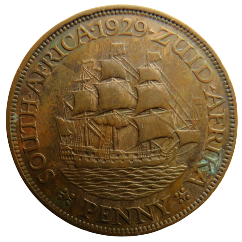 1929 King George V South Africa One Penny Coin