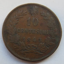 Load image into Gallery viewer, 1863 Italy 10 Centesimi Coin
