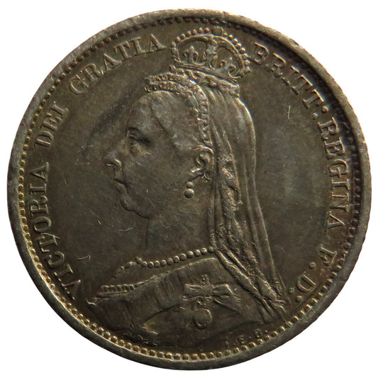 1887 Queen Victoria Jubilee Head Silver Sixpence Coin