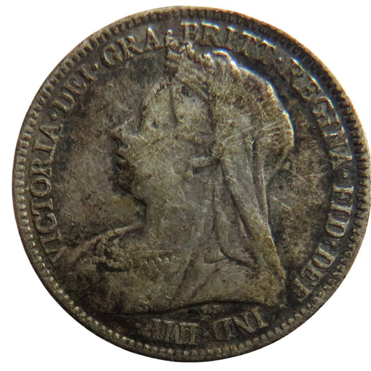 1895 Queen Victoria Silver Sixpence Coin - Great Britain