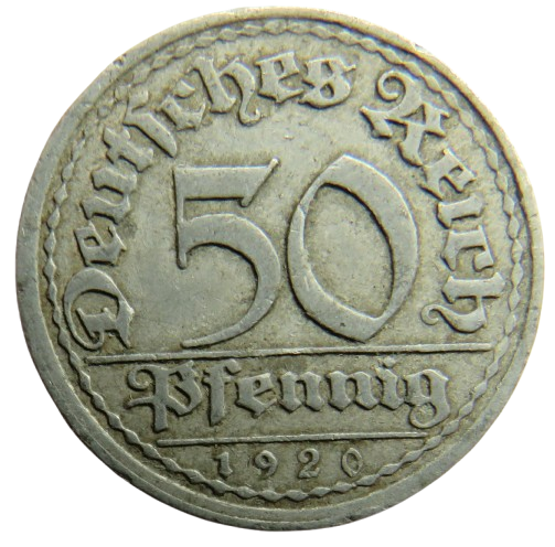 1920-A Germany Weimar Republic 50 Pfennig Coin