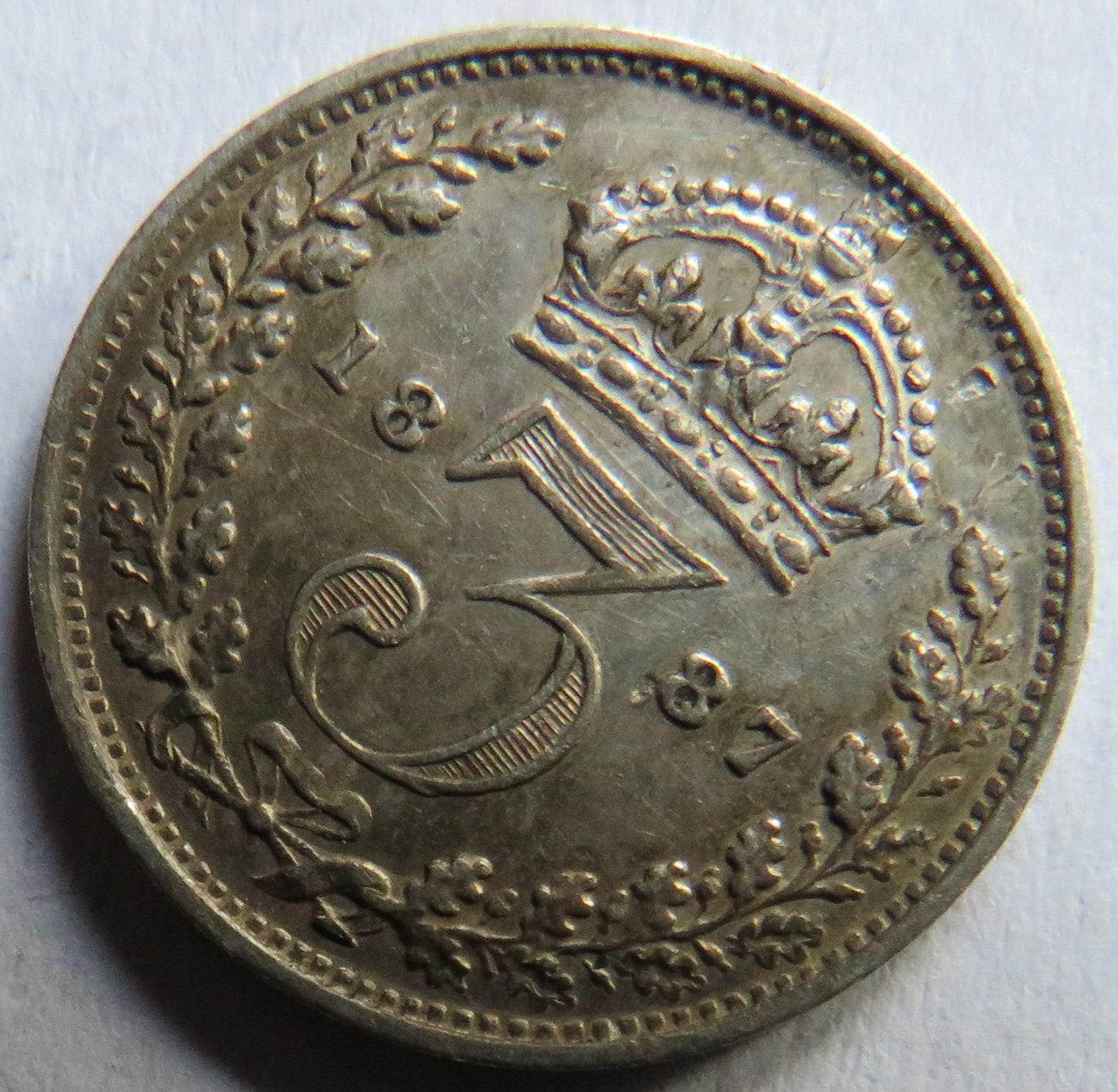1887 Queen Victoria Jubilee Head Silver Threepence Coin - Great Britain