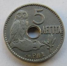 Load image into Gallery viewer, 1912 Greece 5 Lepta Coin
