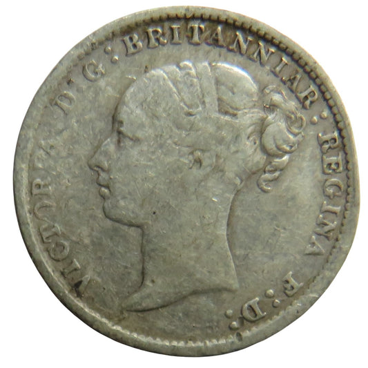 1887 Queen Victoria Young Head Silver Threepence Coin - Great Britain