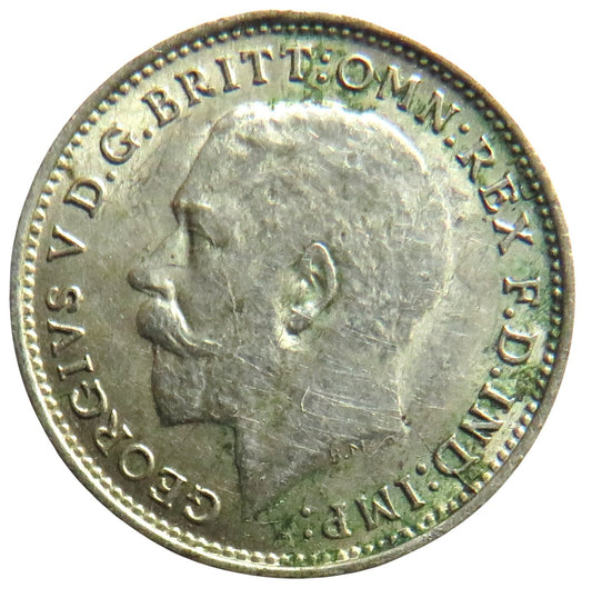 1921 King George V Silver Threepence Coin - Great Britain